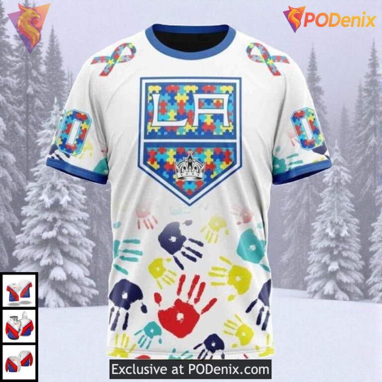 Autism Awareness Design Edition Custom Los Angeles Kings Christmas Hoodie 3D - 2