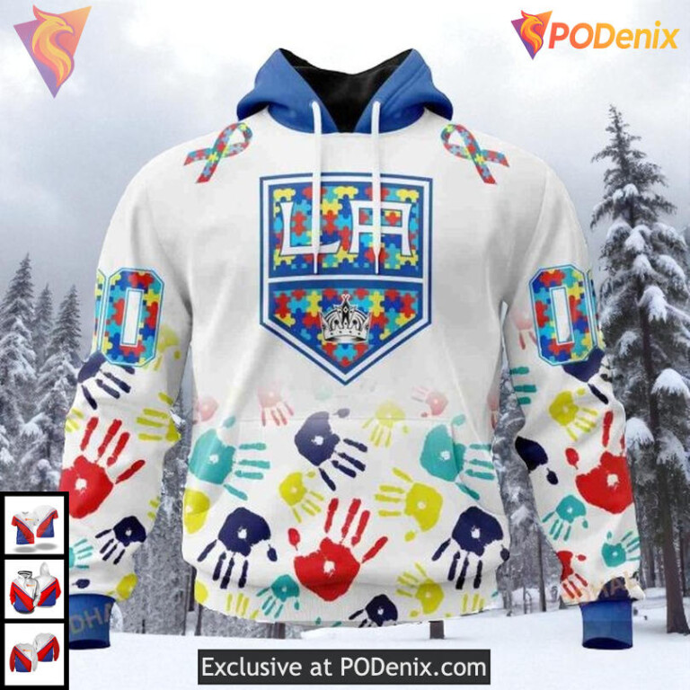Autism Awareness Design Edition Custom Los Angeles Kings Womens Hoodie NHL 3D