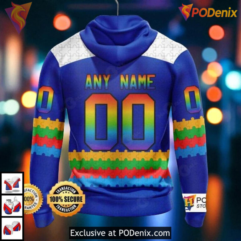 Autism Awareness Design Personalized New York Rangers Winter Hoodie 3D - 1
