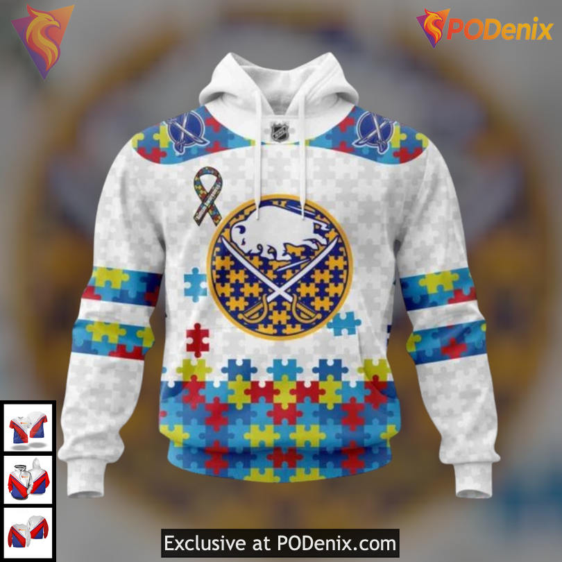 Autism Awareness Design Personalized NHL Buffalo Sabres Zip Up Hoodie 3D Custom