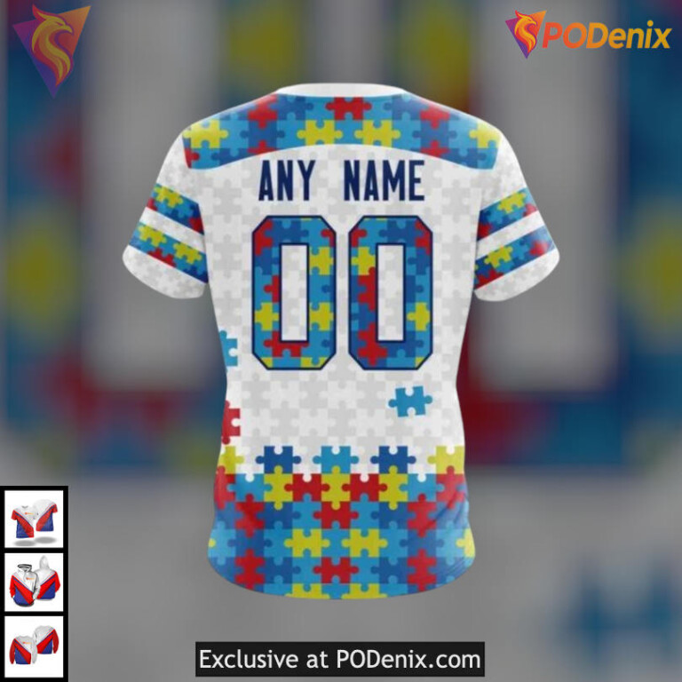 Autism Awareness Design Personalized NHL Buffalo Sabres Zip Up Hoodie 3D Custom - 3