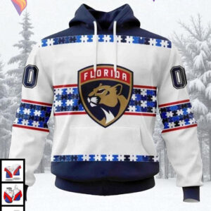 Autism Awareness Edition Custom Name Number Florida Panthers Winter Hoodie 3D