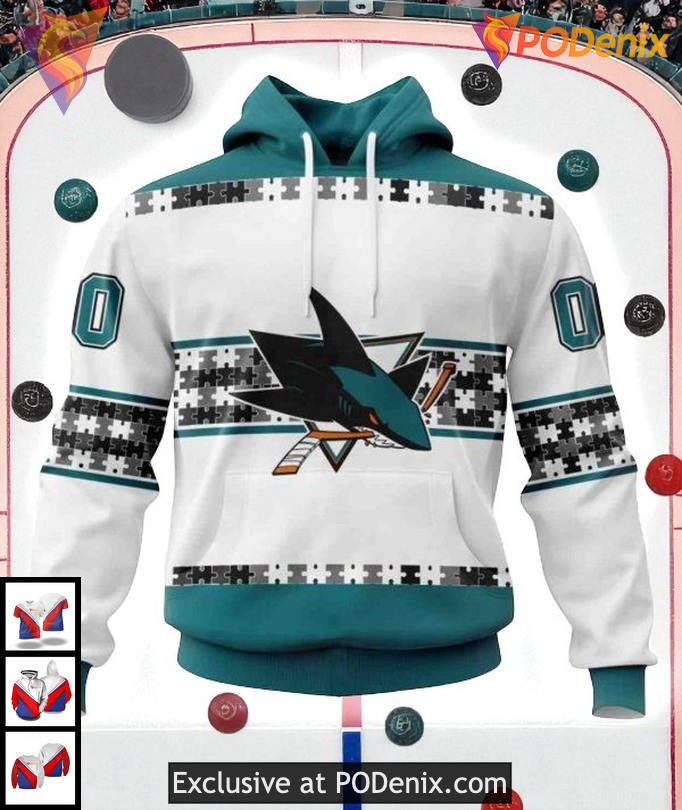 Autism Awareness Edition Custom Name Number San Jose Sharks Hoodie 3D