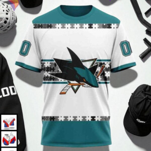 Autism Awareness Edition Custom Name Number San Jose Sharks Hoodie 3D - 2