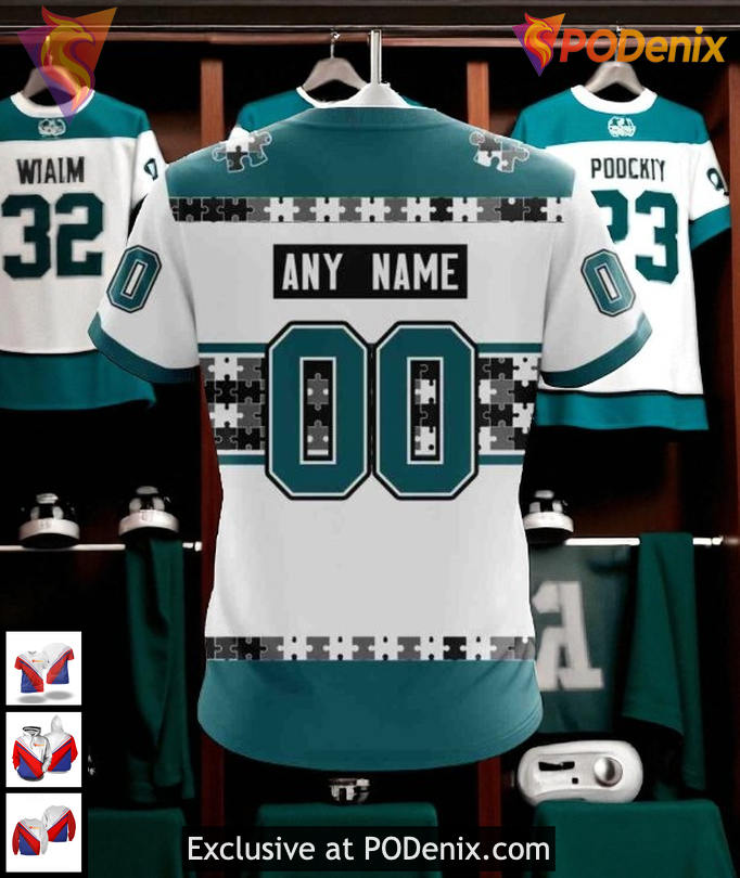 Autism Awareness Edition Custom Name Number San Jose Sharks Hoodie 3D Autism Awareness Edition Custom Name Number San Jose Sharks Hoodie 3D