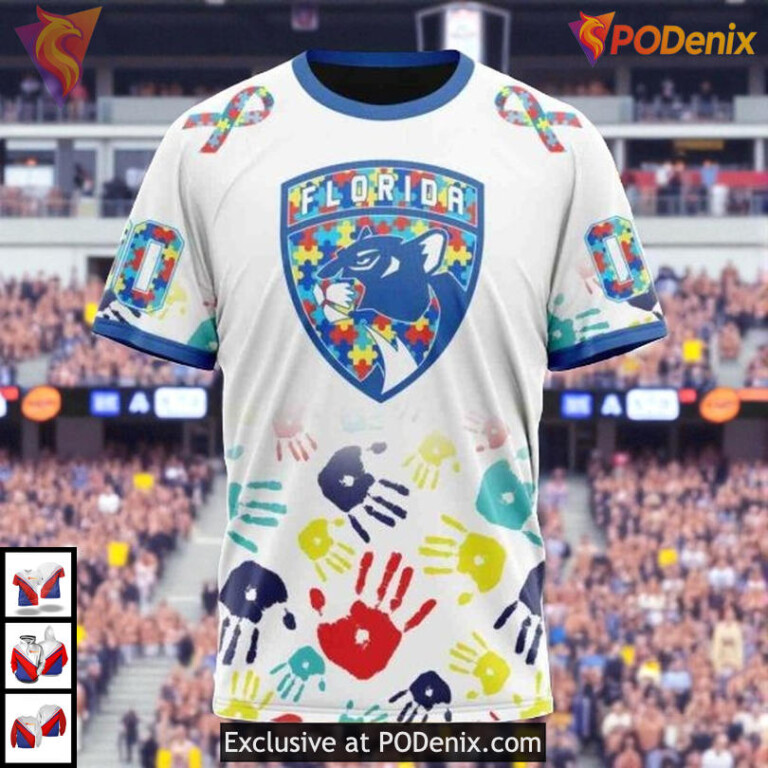 Autism Awareness Graphic Design Custom Florida Panthers Holiday Hoodie 3D - 2