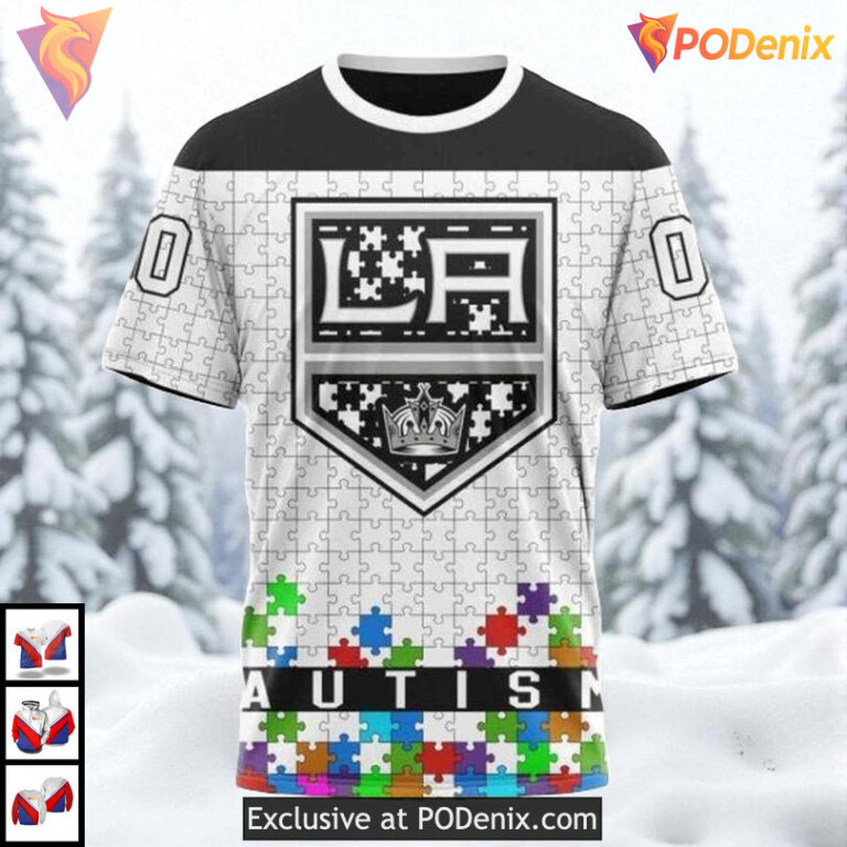 Autism Awareness Hockey Tribute Custom Los Angeles Kings Graphic Hoodie NHL 3D - 2