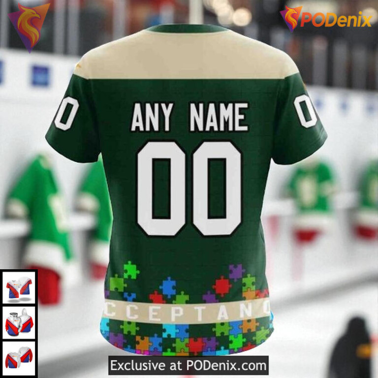 Autism Awareness Hockey Tribute NHL Minnesota Wild Pullover Hoodie 3D - 3
