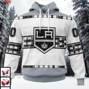 Autism Awareness Name Number Custom Los Angeles Kings Holiday Hoodie NHL 3D