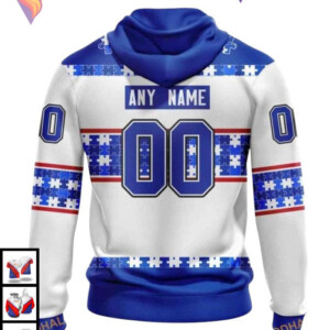 Autism Awareness Name Number Custom NHL New York Rangers Mens Hoodie 3D - 1