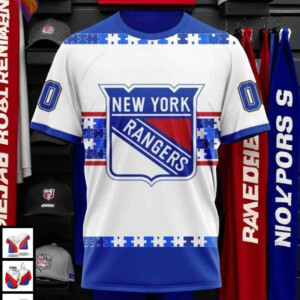 Autism Awareness Name Number Custom NHL New York Rangers Mens Hoodie 3D - 2