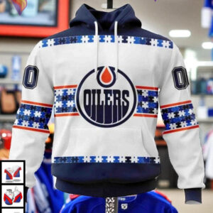 Autism Awareness Name Number Edition NHL Edmonton Oilers Christmas Hoodie
