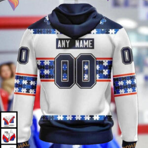 Autism Awareness Name Number Edition NHL Edmonton Oilers Christmas Hoodie - 1