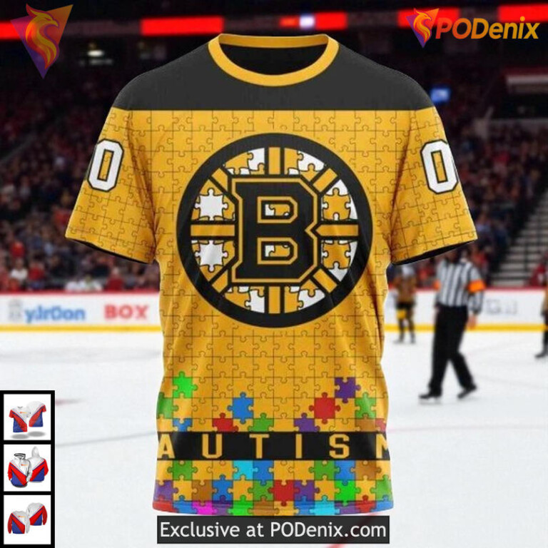Autism Awareness NHL Boston Bruins Unisex All Over Print Hoodie 3D - 2