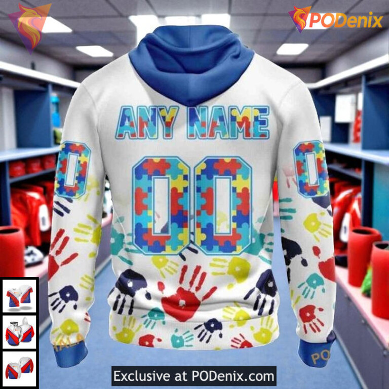 Autism Awareness Puzzle Concept NHL Edmonton Oilers Zip Up Hoodie 3D - 1