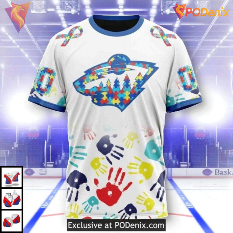 Autism Awareness Puzzle Theme NHL Minnesota Wild Christmas Hoodie 3D - 2