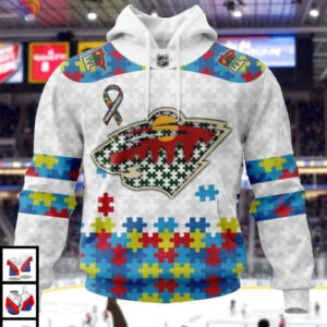 Autism Awareness Support NHL Minnesota Wild Winter Hoodie 3D