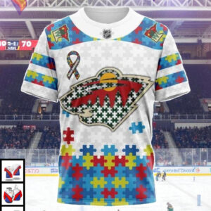 Autism Awareness Support NHL Minnesota Wild Winter Hoodie 3D - 2