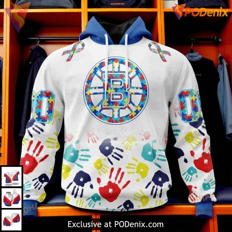 Autism Awareness Supportive Design Boston Bruins Hoodie 3D Custom NHL