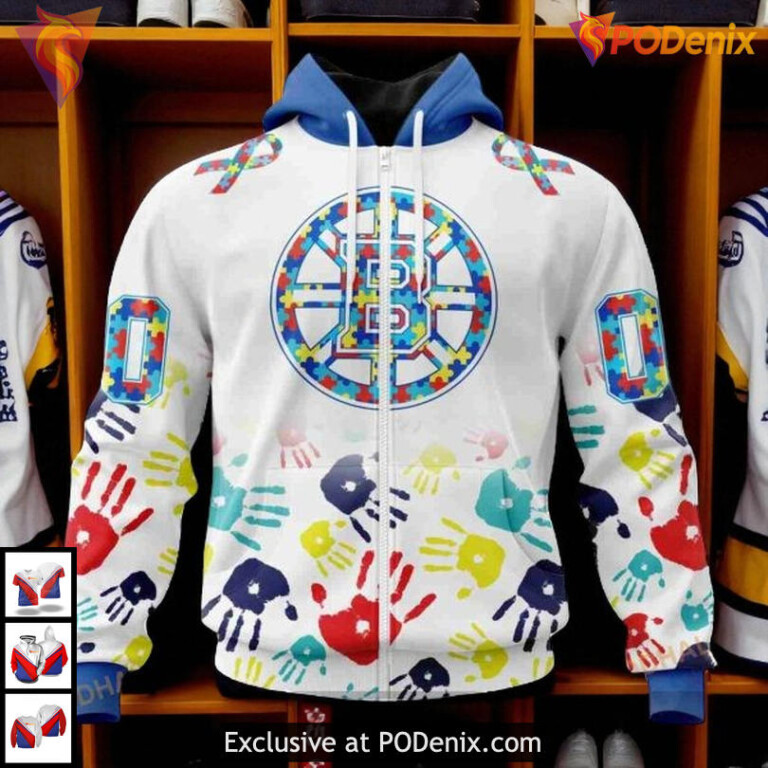 Autism Awareness Supportive Design Boston Bruins Hoodie 3D Custom NHL - 1