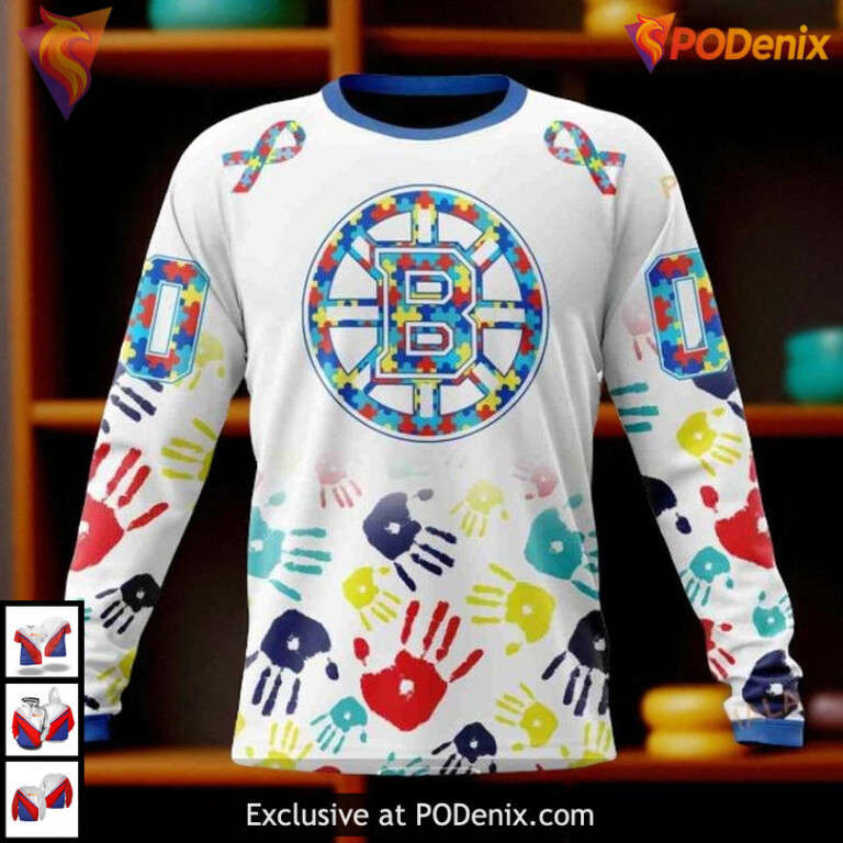 Autism Awareness Supportive Design Boston Bruins Hoodie 3D Custom NHL - 3