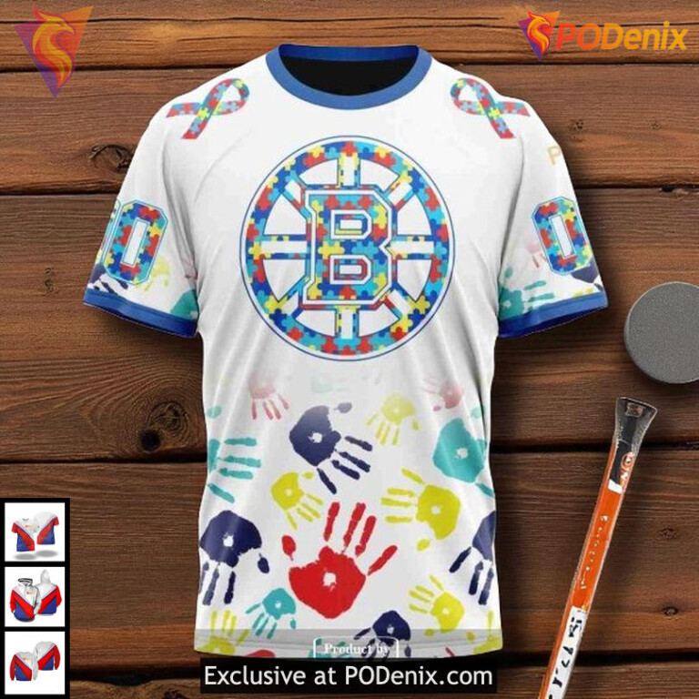Autism Awareness Supportive Design Boston Bruins Hoodie 3D Custom NHL - 5