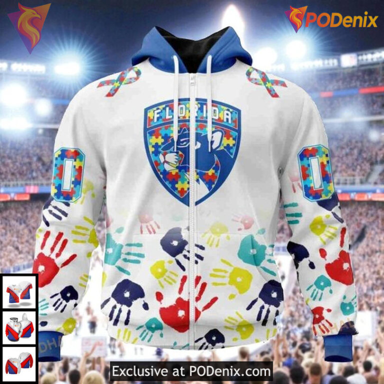 Autism Awareness Tribute Custom Florida Panthers Sweatshirt Hoodie NHL 3D - 1