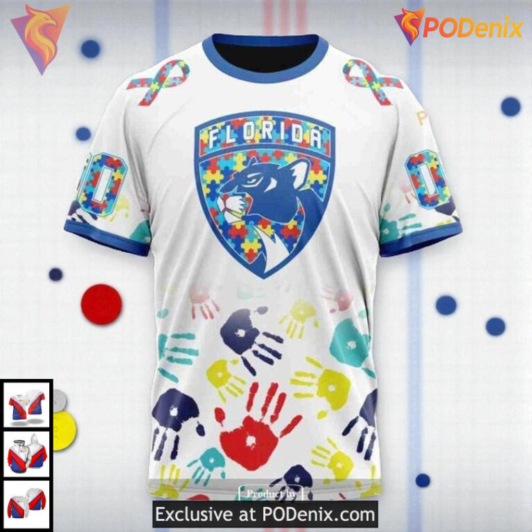 Autism Awareness Tribute Custom Florida Panthers Sweatshirt Hoodie NHL 3D - 3