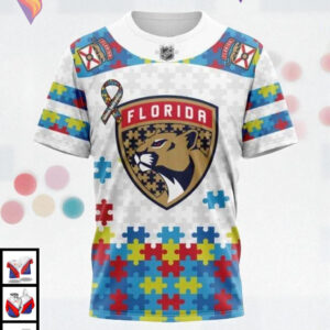 Autism Awareness Tribute Custom Florida Panthers Winter Hoodie NHL 3D - 2