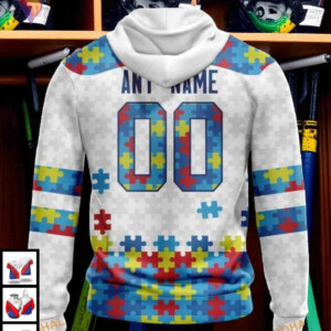 Autism Awareness Tribute Custom NHL Retro San Jose Sharks Hoodie 3D - 1