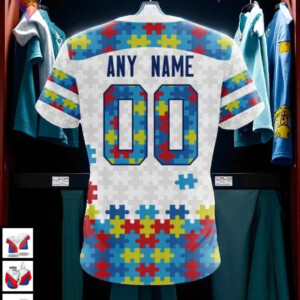 Autism Awareness Tribute Custom NHL Retro San Jose Sharks Hoodie 3D - 3