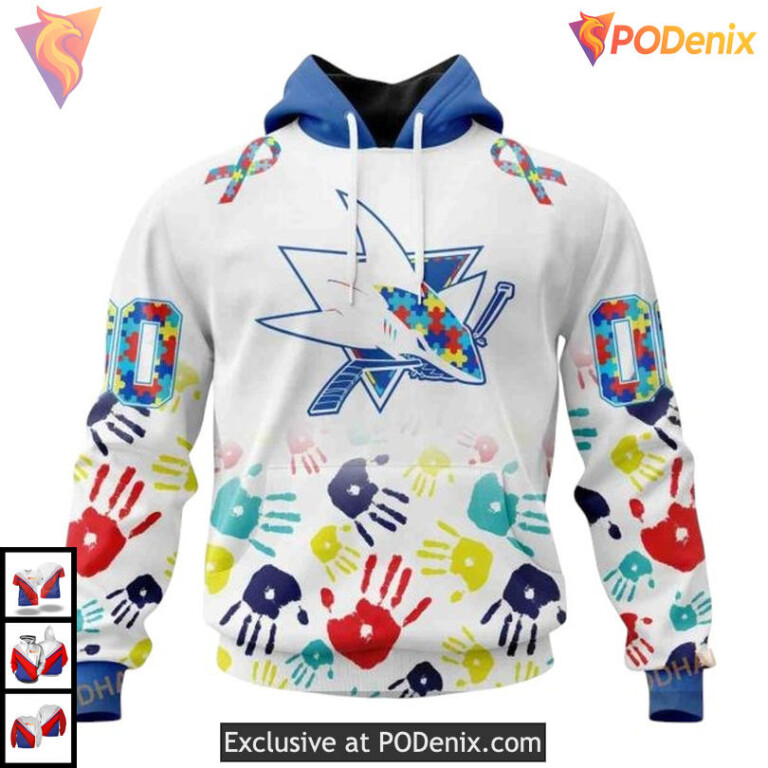 Autism Awareness Tribute Custom San Jose Sharks Hoodie 3D NHL Design