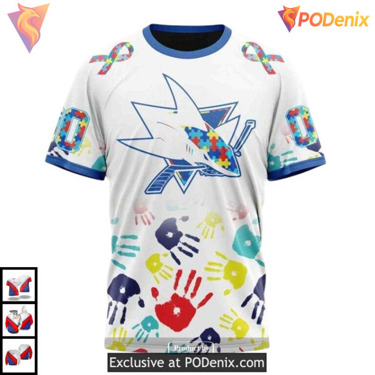 Autism Awareness Tribute Custom San Jose Sharks Hoodie 3D NHL Design - 2