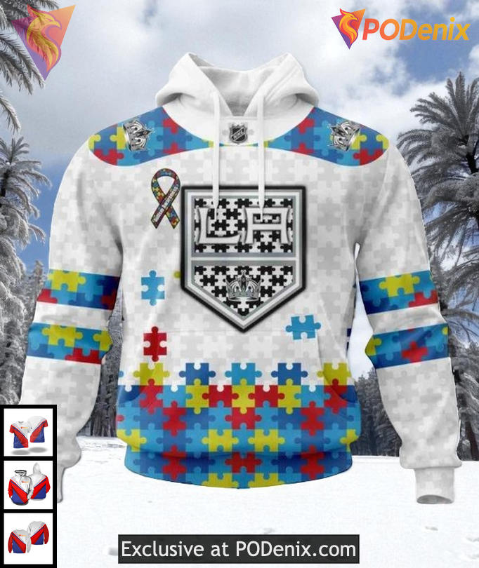 Autism Awareness Tribute Style Custom Los Angeles Kings Winter Hoodie 3D