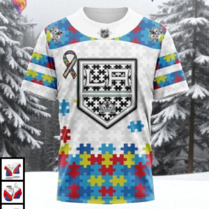 Autism Awareness Tribute Style Custom Los Angeles Kings Winter Hoodie 3D - 2