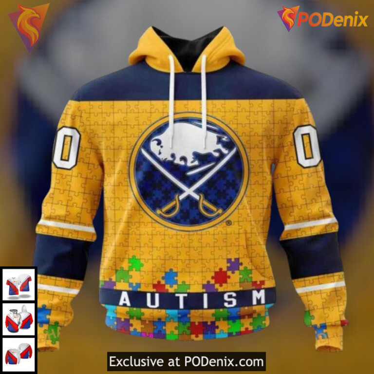 Autism Awareness Unisex Hockey Kits Special Buffalo Sabres Hoodie 3D NHL
