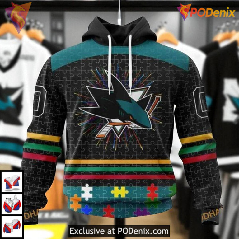 Autism Concept Awareness Design Custom San Jose Sharks Sweatshirt Hoodie 3D