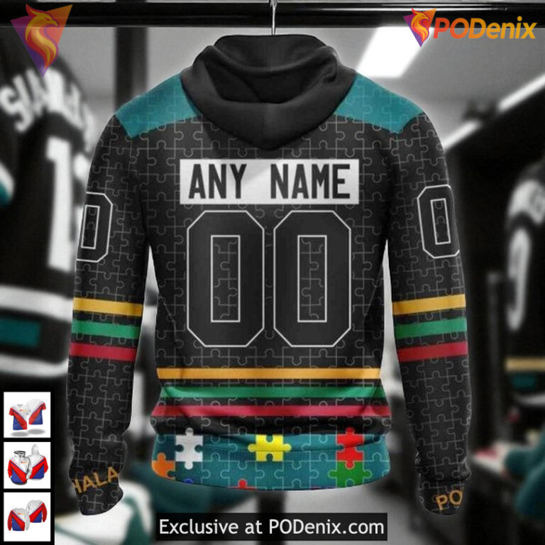 Autism Concept Awareness Design Custom San Jose Sharks Sweatshirt Hoodie 3D - 1