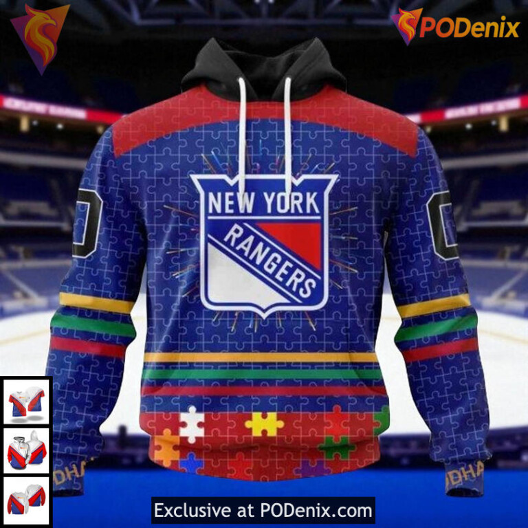 Autism Concept Custom Design New York Rangers Hoodie, NHL 3D Awareness Gear