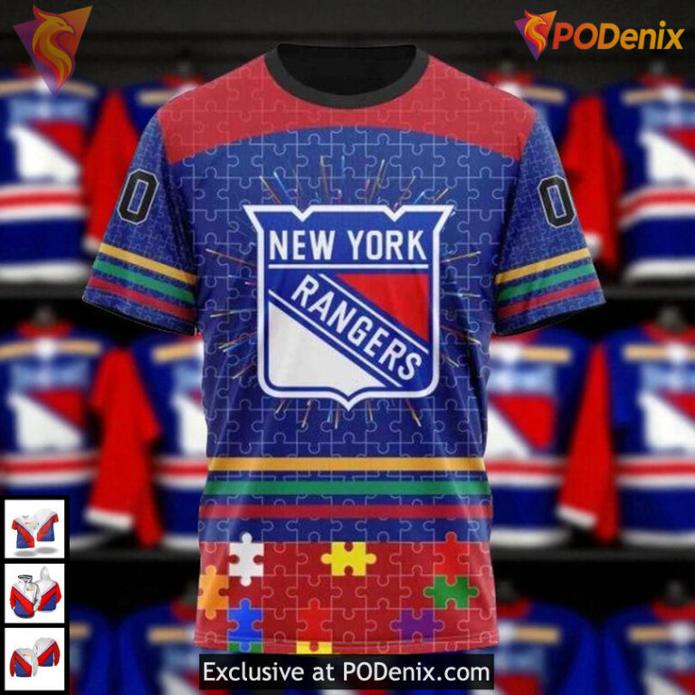 Autism Concept Custom Design New York Rangers Hoodie, NHL 3D Awareness Gear - 2