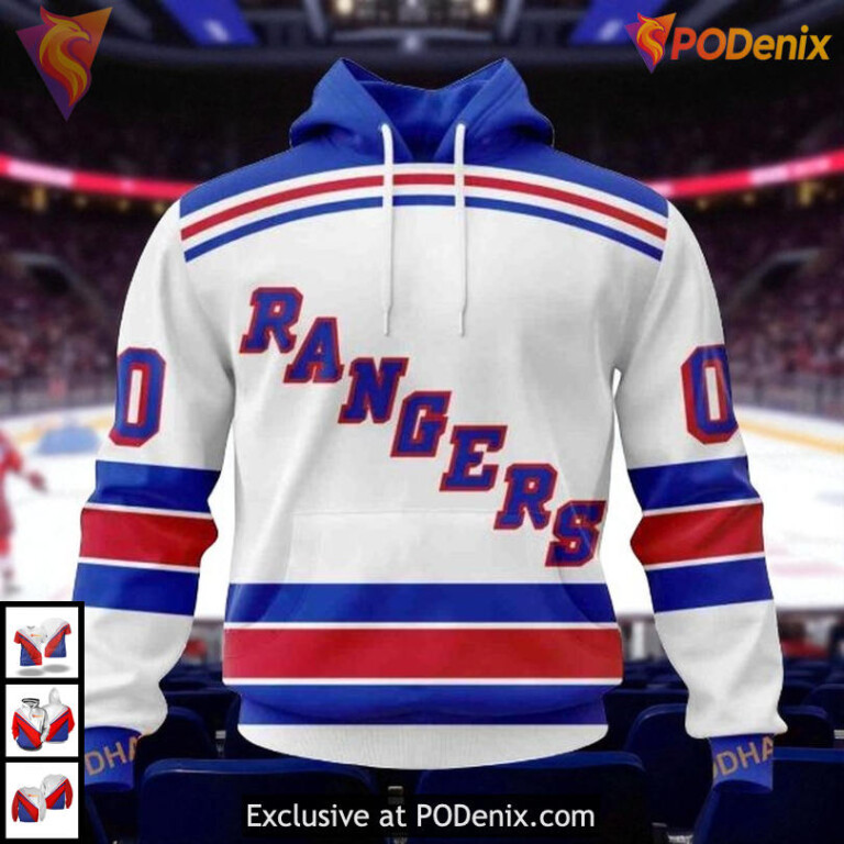 Away Kits 2025 New York Rangers Hoodie 3D, Custom NHL Hockey Gear