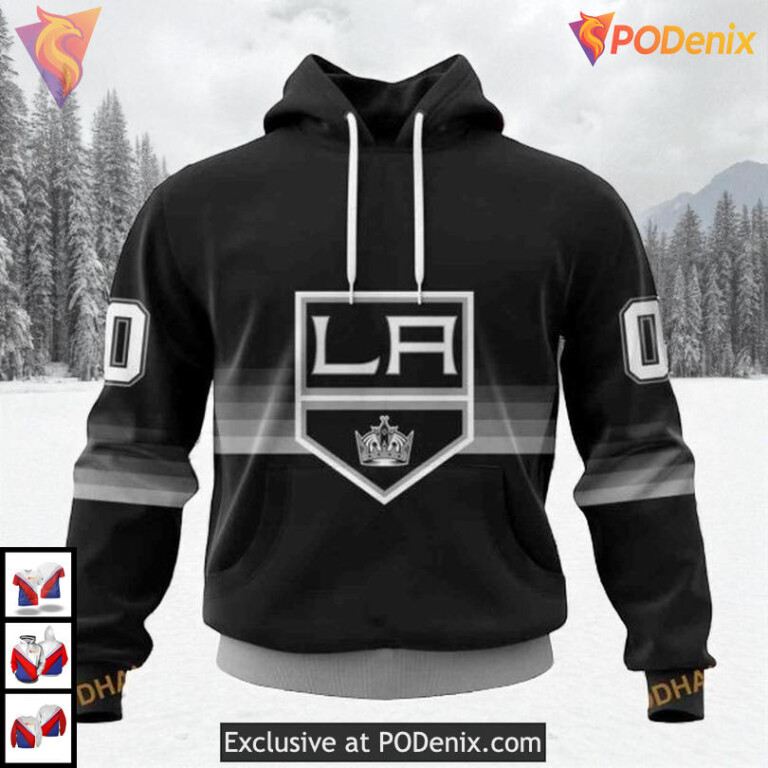 Black And Gradient Color Concept Custom Los Angeles Kings Mens Hoodie NHL 3D