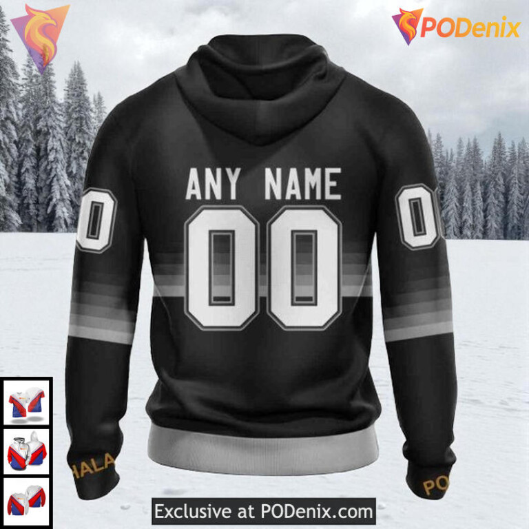 Black And Gradient Color Concept Custom Los Angeles Kings Mens Hoodie NHL 3D - 1