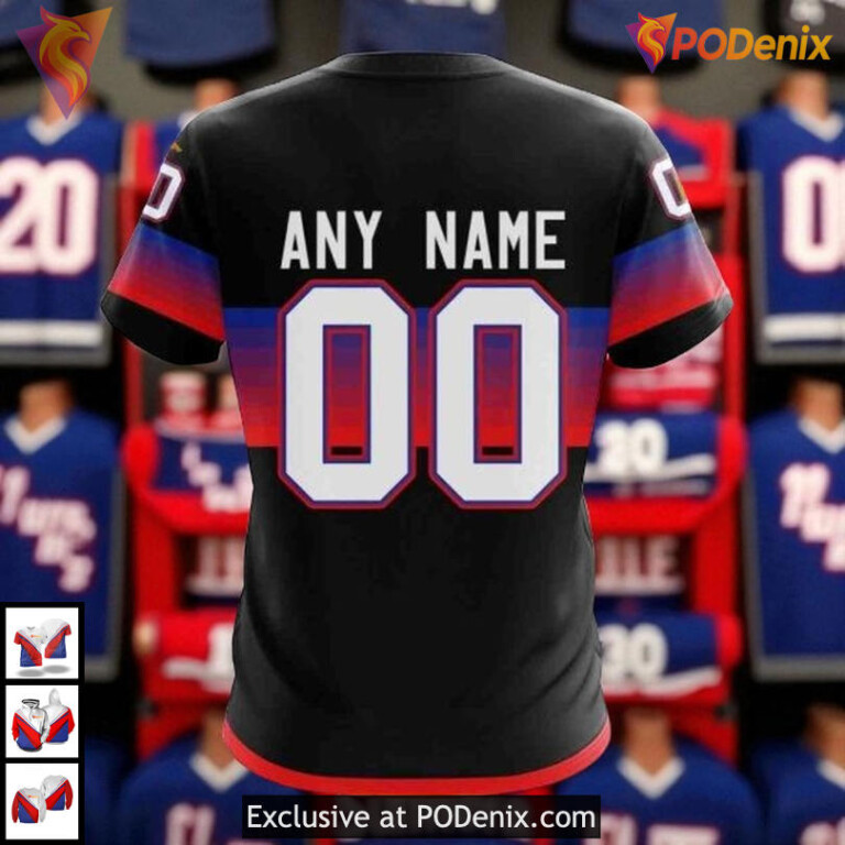 Black And Gradient Custom NHL New York Rangers Kids Hoodie, 3D Design - 3