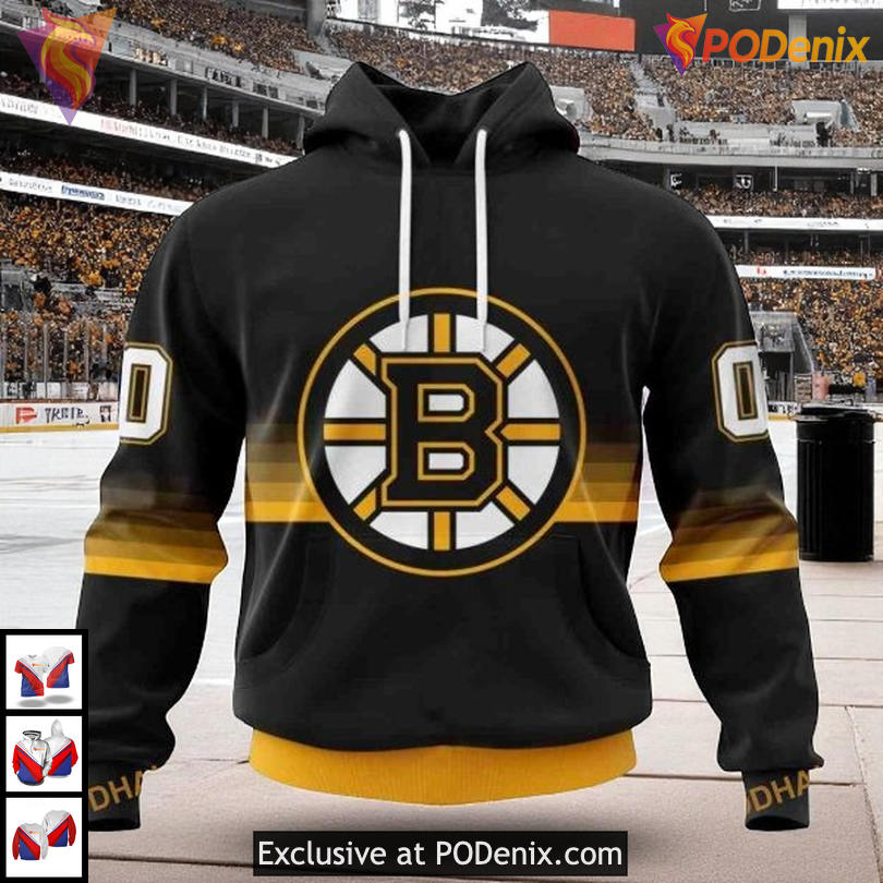 Black And Gradient NHL Boston Bruins All Over Print Hoodie Distinctive Style