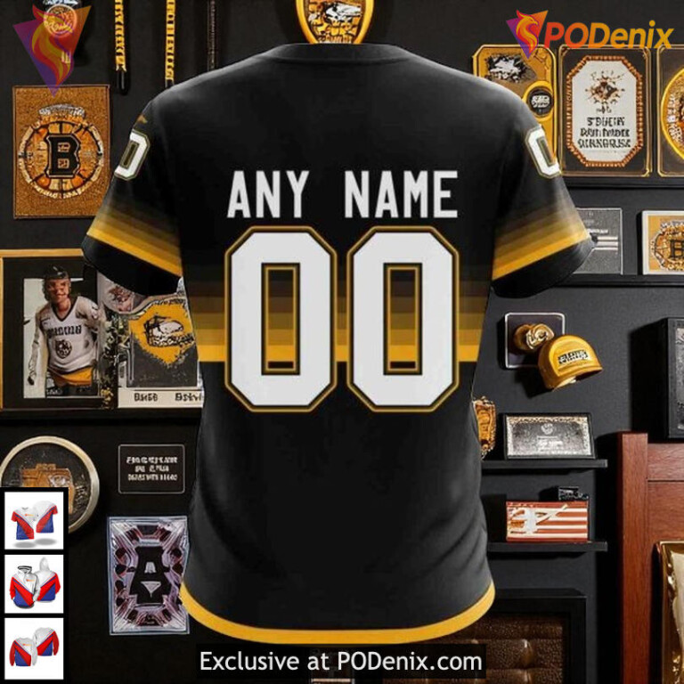 Black And Gradient NHL Boston Bruins All Over Print Hoodie Distinctive Style - 3