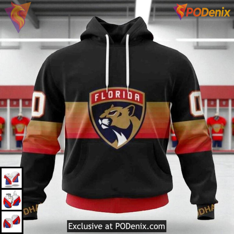 Black And Gradient Style Custom Florida Panthers Mens Hoodie NHL 3D