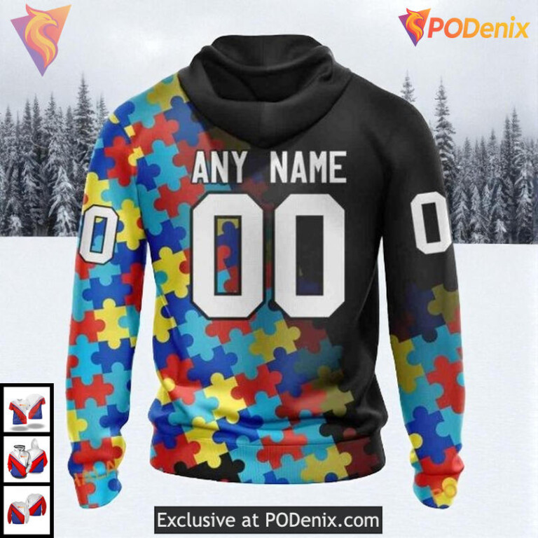 Black Autism Awareness Artwork Custom Los Angeles Kings Womens Hoodie NHL 3D - 1