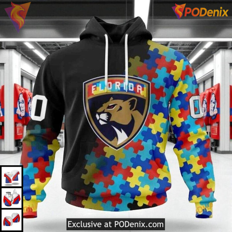 Black Autism Awareness Concept Custom Florida Panthers Womens Hoodie 3D