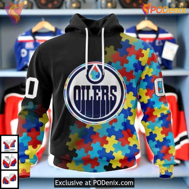Black Autism Awareness Special NHL Edmonton Oilers Mens Hoodie 3D